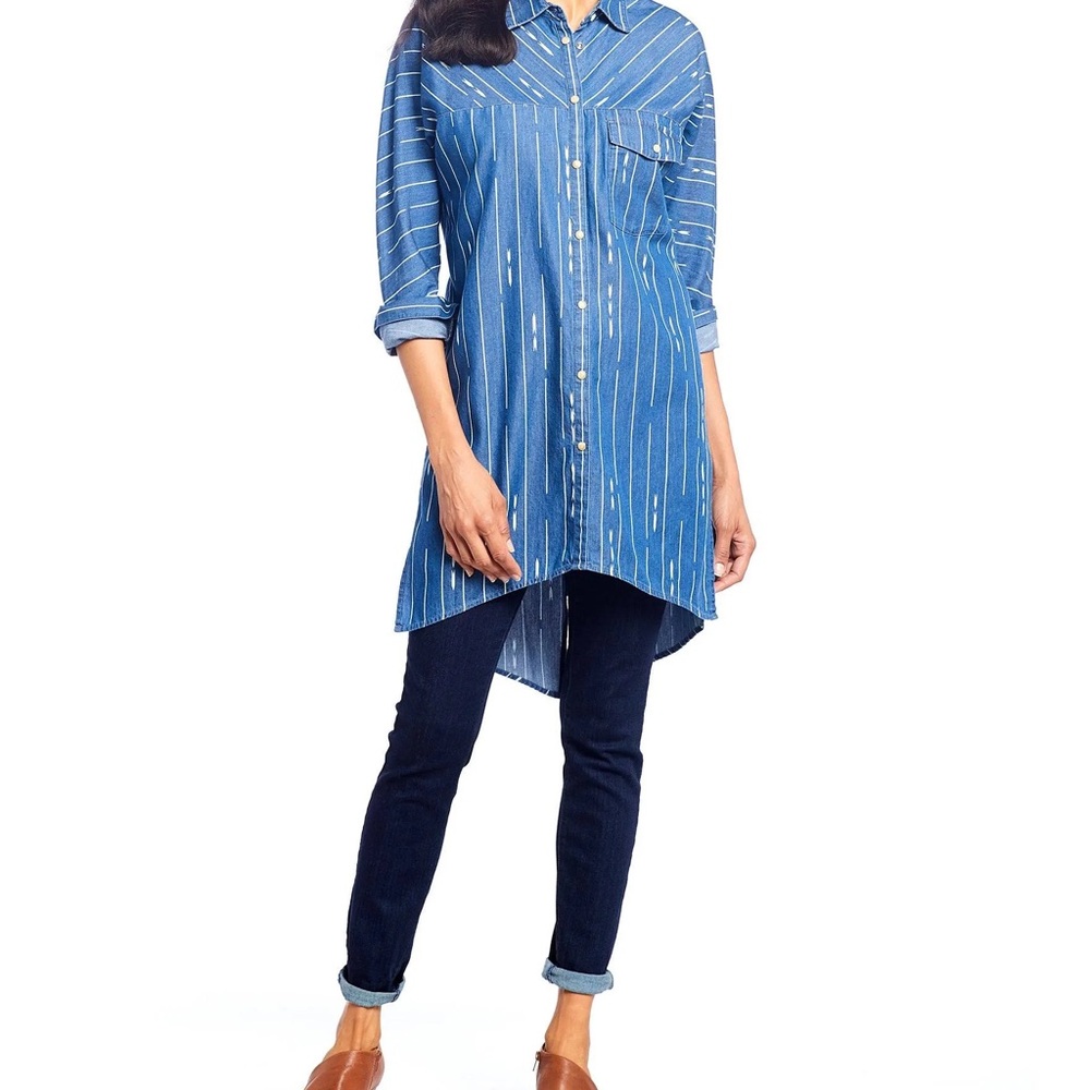 Pendleton Delaney Hi-Lo Denim Patterned Tunic - image 2